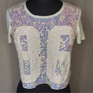VS PINK 86 XS Sequin Cropped Tee